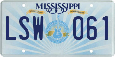 MS license plate LSW061