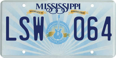 MS license plate LSW064
