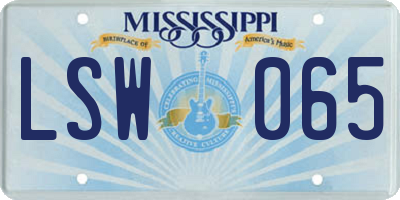 MS license plate LSW065