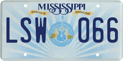 MS license plate LSW066