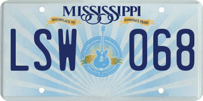 MS license plate LSW068
