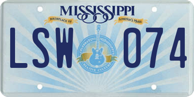 MS license plate LSW074