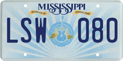 MS license plate LSW080