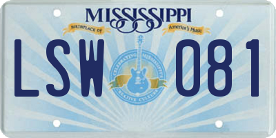 MS license plate LSW081