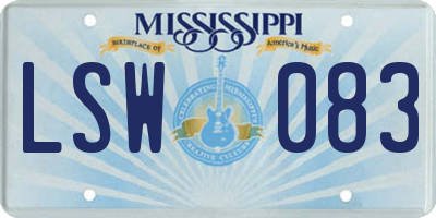 MS license plate LSW083