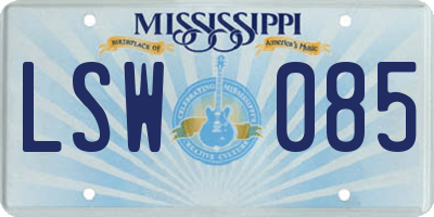 MS license plate LSW085