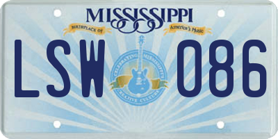 MS license plate LSW086
