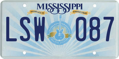 MS license plate LSW087