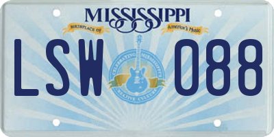 MS license plate LSW088