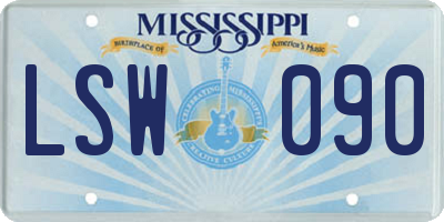 MS license plate LSW090