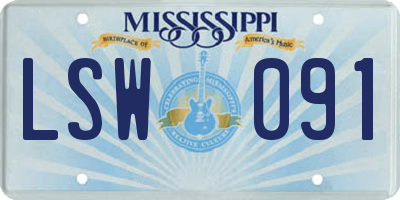 MS license plate LSW091