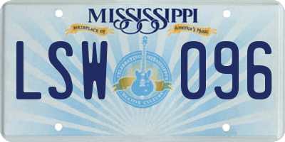 MS license plate LSW096