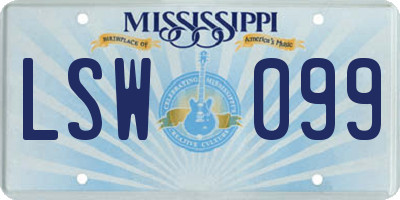 MS license plate LSW099