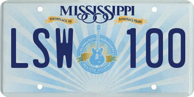 MS license plate LSW100