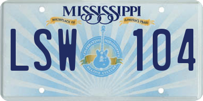 MS license plate LSW104