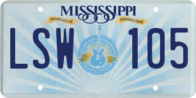 MS license plate LSW105