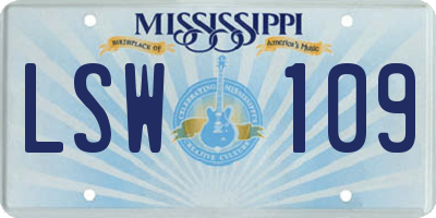 MS license plate LSW109