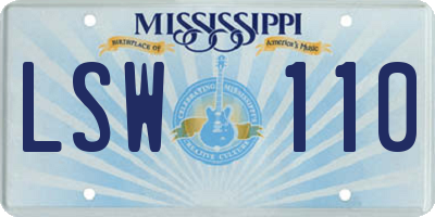 MS license plate LSW110