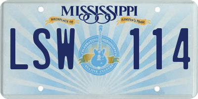MS license plate LSW114