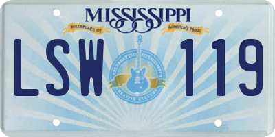 MS license plate LSW119