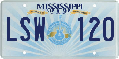 MS license plate LSW120
