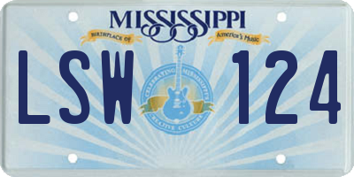MS license plate LSW124