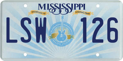 MS license plate LSW126