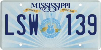 MS license plate LSW139