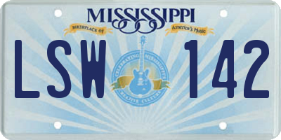 MS license plate LSW142