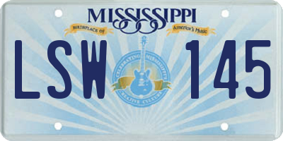 MS license plate LSW145
