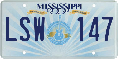 MS license plate LSW147