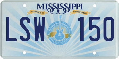 MS license plate LSW150