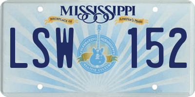 MS license plate LSW152