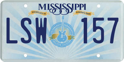 MS license plate LSW157
