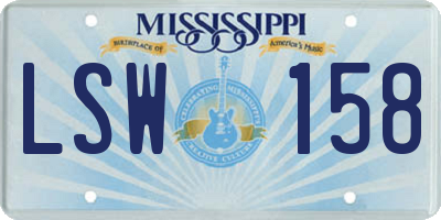 MS license plate LSW158