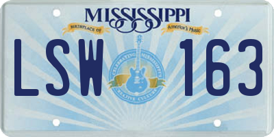 MS license plate LSW163