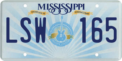 MS license plate LSW165