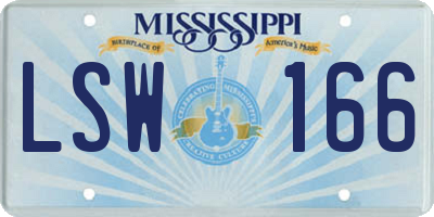 MS license plate LSW166