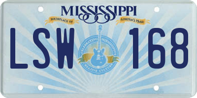 MS license plate LSW168