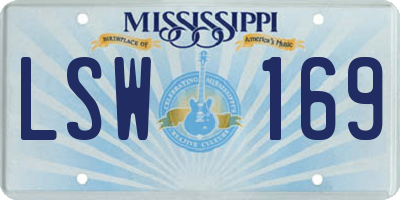 MS license plate LSW169