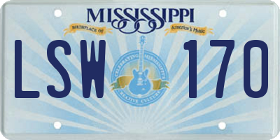 MS license plate LSW170