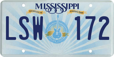MS license plate LSW172