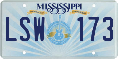 MS license plate LSW173