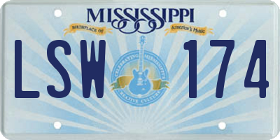 MS license plate LSW174