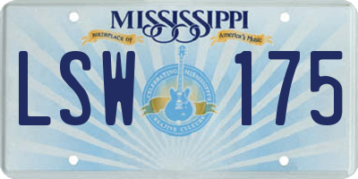 MS license plate LSW175