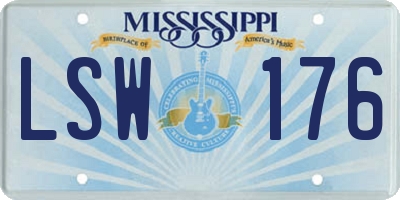 MS license plate LSW176