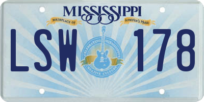 MS license plate LSW178