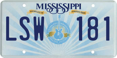 MS license plate LSW181