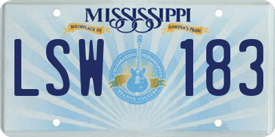 MS license plate LSW183