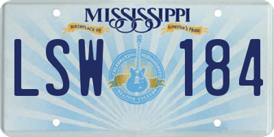 MS license plate LSW184